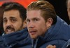 De Bruyne bị bỏ rơi trên băng ghế dự bị trong trận lượt về vòng play-off Champions League. ẢNH: GETTY