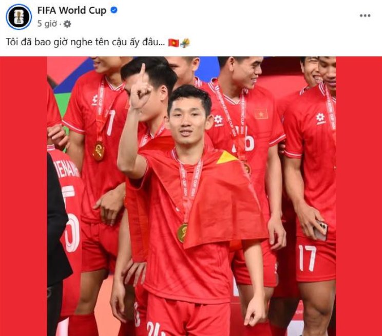 Fanpage của FIFA nhắc đến Hai Long sau chiến thắng trước MU (Ảnh chụp màn hình)