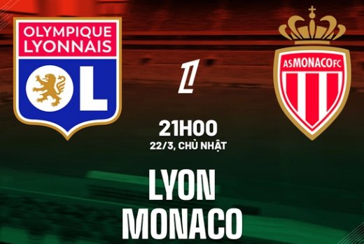 Tip bóng đá 22/03 21:00 Lyon vs Monaco: Vặt nanh Mãnh sư
