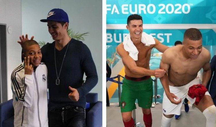 Mbappe và thần tượng Ronaldo. Ảnh: G.N.